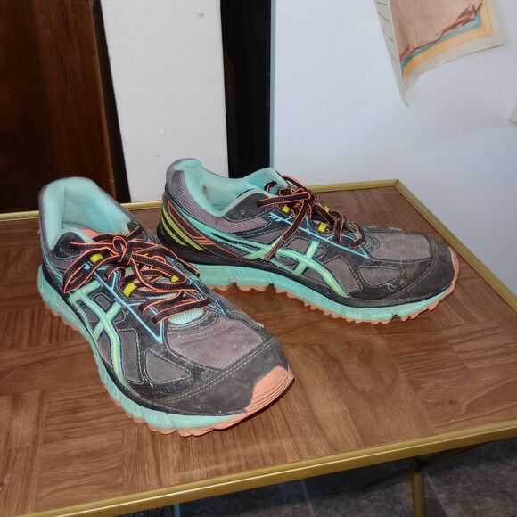 ASICS Gel Scram 2 Athletic Shoe Womens Size 9 Teal Orange - Picture 1 of 9